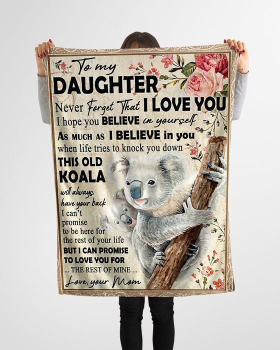 Personalized Fleece Blanket For Daughter Print Photo Cute Koala Message For Daughter Customized Blanket Gifts For Birthday Graduation