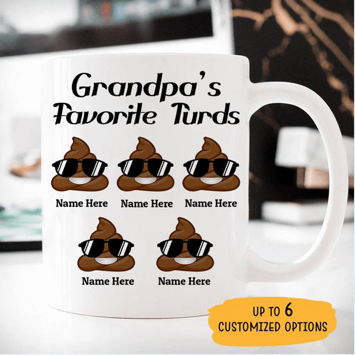 Personalized Gifts For Father's Day Coffee Mug Grandpa's Favorite Turds Custom Sign Multi Family Names To Papa