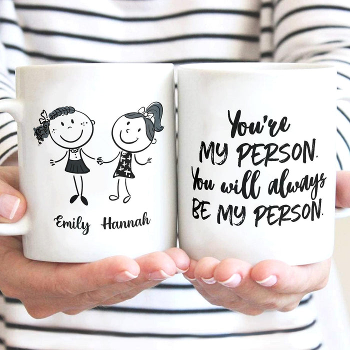 Personalized Ceramic Coffee Mug For Bestie Always Be My Person Cute Girls Printed Custom Name 11 15oz Cup