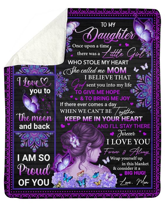 Personalized Fleece Blanket For Daughter Print Beautiful Butterfly Sweet Message For Daughter From Mom Customized Blanket Gifts For Birthday