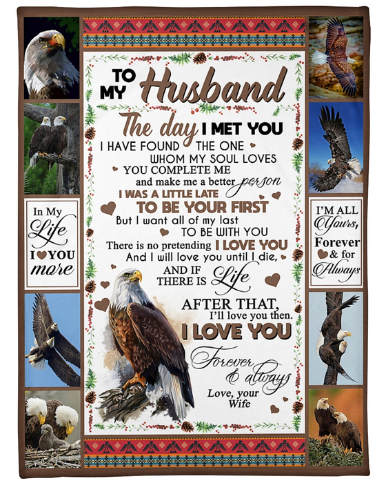 Personalized Fleece Blanket For Husband Art Print Eagle Love Quote For Husband Customized Blanket Gifts For Valentines Day