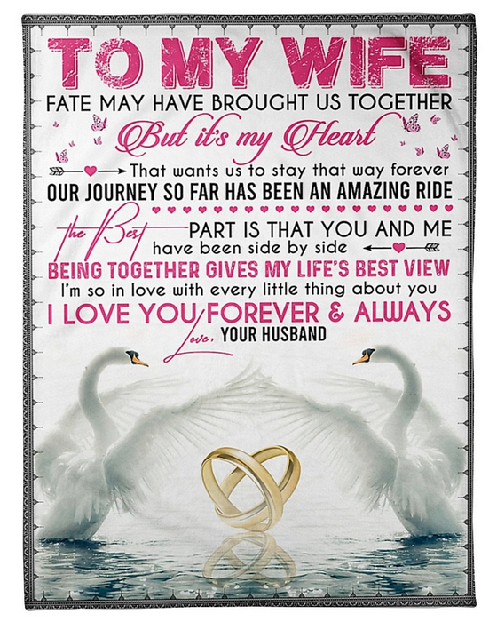 Personalized Blanket For Wife Print Beautiful Swan Love Quote For Wife Customized Blanket Gifts For Wedding