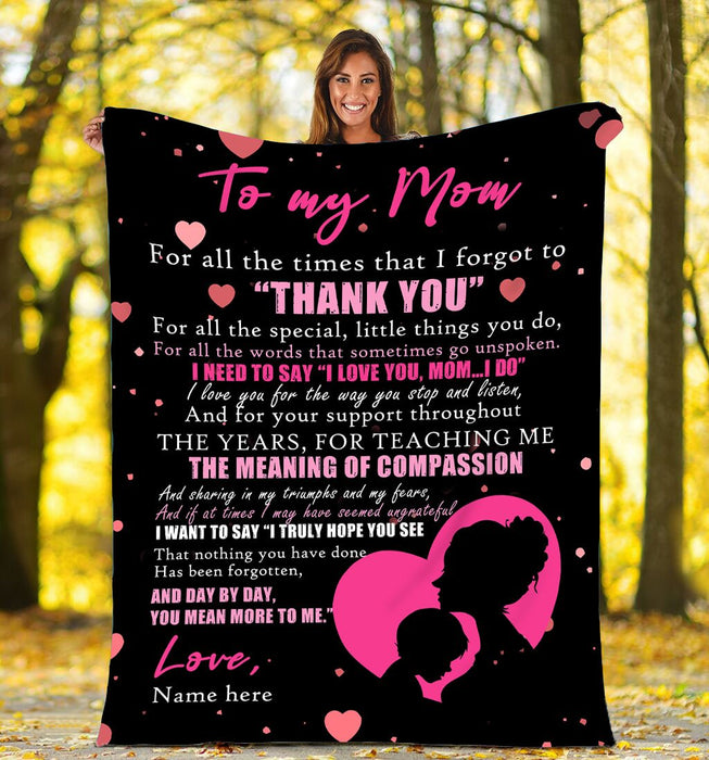 Personalized To My Mom Blanket From Son For All The Special Little Things You Do Mommy & Baby Boy Printed Custom Name