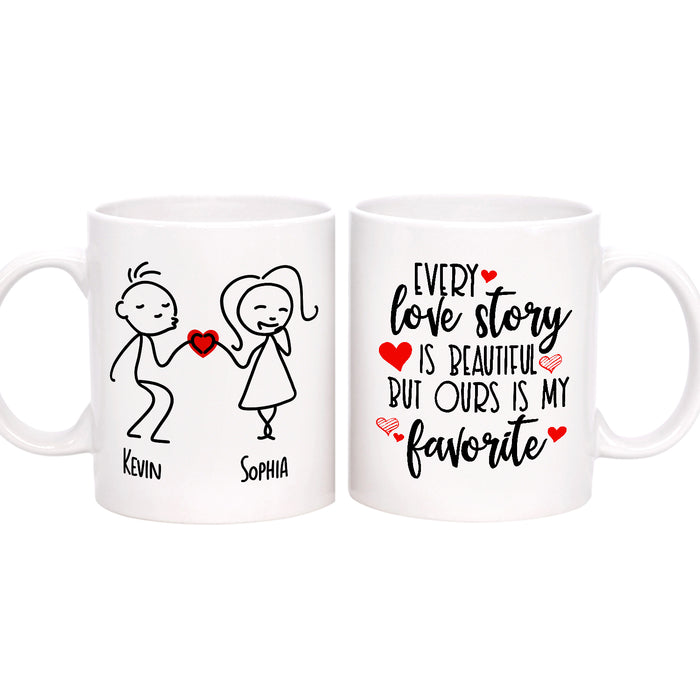 Personalized Romantic Mug For Couple Every Love Story Funny Couple Print Custom Name 11 15oz Ceramic Coffee Cup