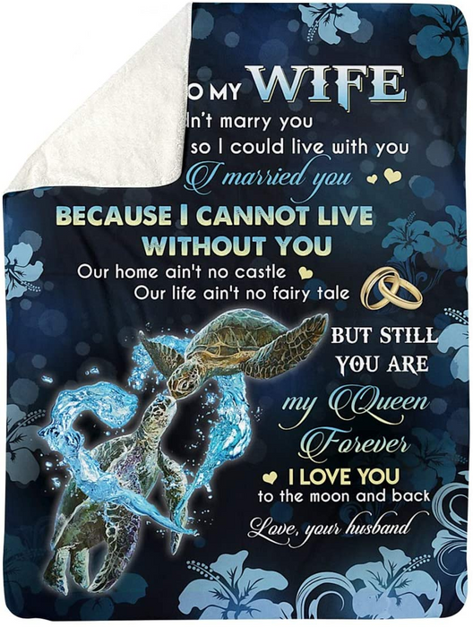 Personalized Blanket For Wife Print Couple Sea Turtle Romantic Love Messages For Wife Customized Blanket Gifts For Wedding