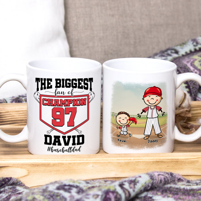 Personalized Ceramic Coffee Mug For Baseball Lovers To Dad Biggest Fan Kids Print Custom Name & Hashtag 11 15oz Cup