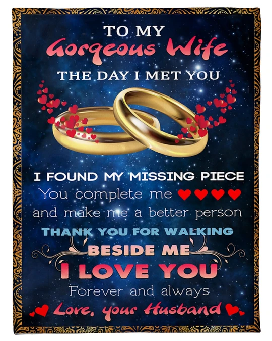 Personalized Fleece Blanket For Wife Print Ring Couple Love Quotes For Wife Customized Blanket Gifts For Valentines Day Wedding Anniversary