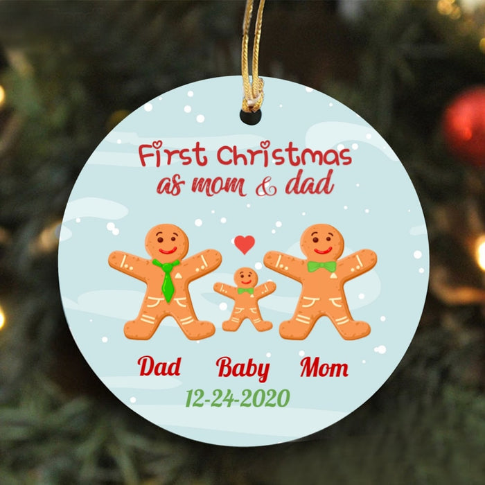 Personalized Ornament For New Parents First Christmas As Mom And Dad Gingerbread Ornament Custom Members Name And Year