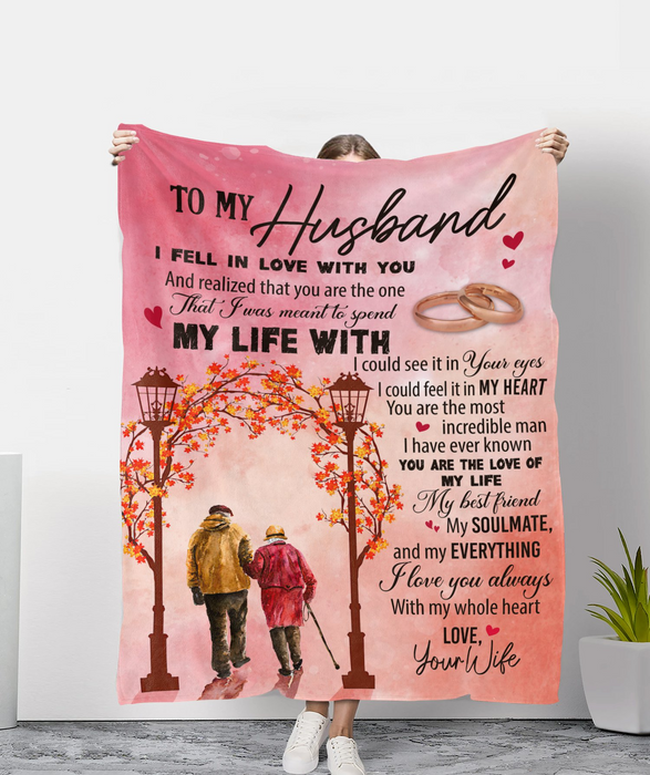 Personalized Fleece Blanket For Husband Print Old Couples Love Quote For Husband Customized Blanket Gift For Anniversary