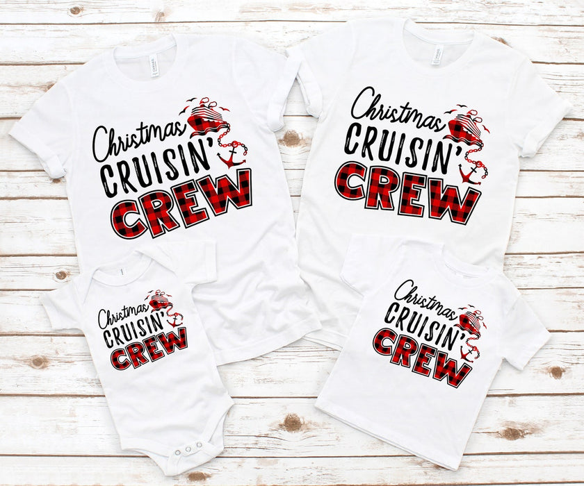 Christmas Cruise Crew Matching Family Shirts For Members Red Buffalo Plaid Ships Tee Graphic For Holiday
