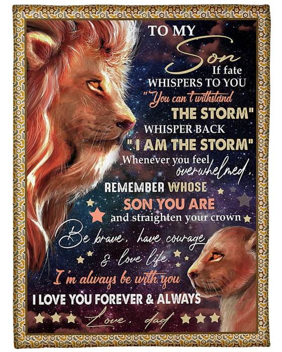 Personalized To My Son Blanket Gifts From Mom Dad Lion Galaxy Theme If Fate Whispers To You Custom Name For Birthday