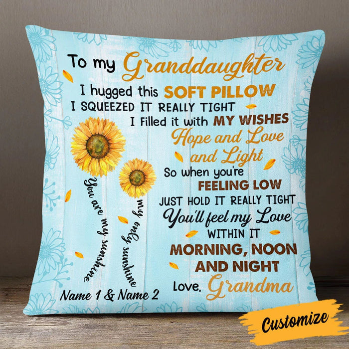 Personalized To My Daughter Square Pillow Sunflower When You're Feeling Low Custom Name Sofa Cushion Gifts For Christmas