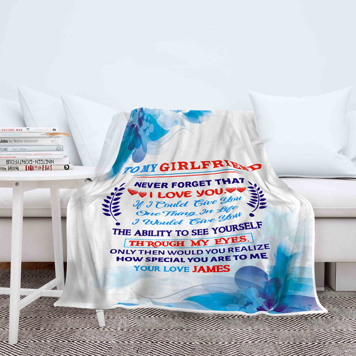 Personalized To My Girlfriend From Boyfriend Fleece Sherpa Blanket How Special You Are To Me Blue Flower Printed