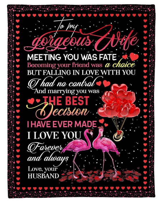 Personalized To My Wife Flamingo Couple With Balloon Blanket From Husband I Love You Forever And Always Custom Name