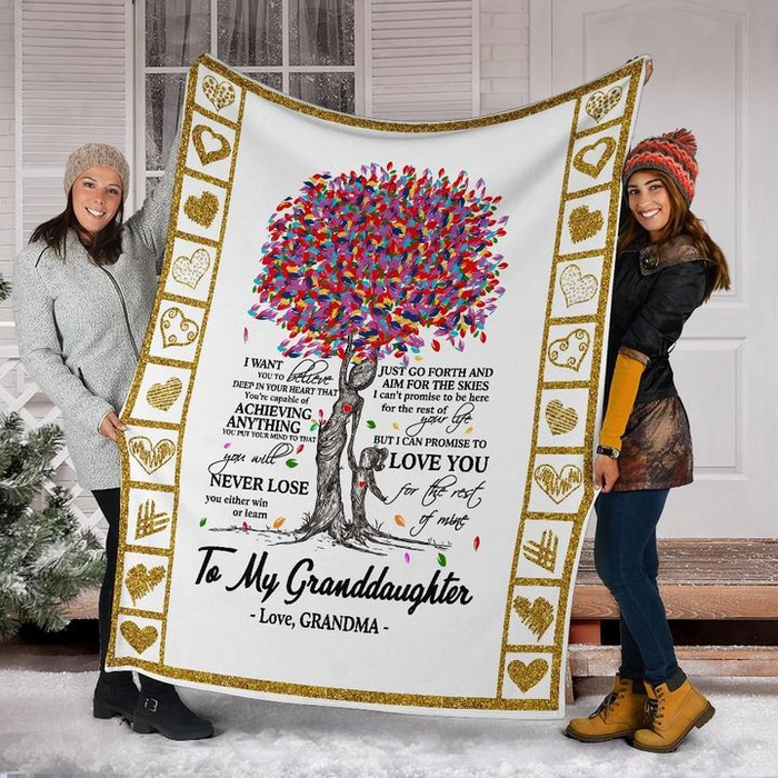 Personalized To My Granddaughter Fleece Sherpa Blanket I Can Promise To I Love You For The Rest Of Mine Colorful Tree