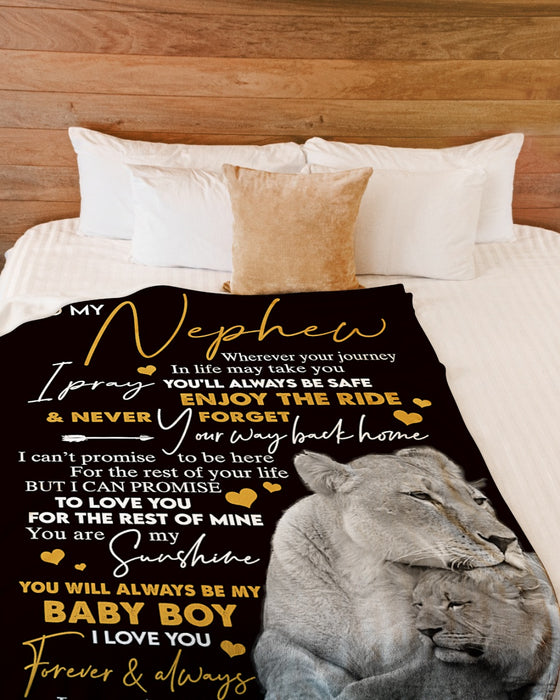 Personalized To My Nephew Blanket From Auntie Uncle I Pray You'll Always Be Safe Lion Custom Name Gifts For Christmas