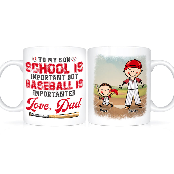 Personalized Ceramic Coffee Mug For Baseball Lovers To Son School Is Important But Kids Print Custom Name 11 15oz Cup