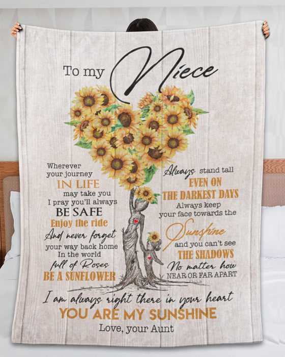 Personalized To My Niece Blanket From Aunt Uncle In A World Full Of Roses Be A Sunflower Custom Name Gifts For Christmas