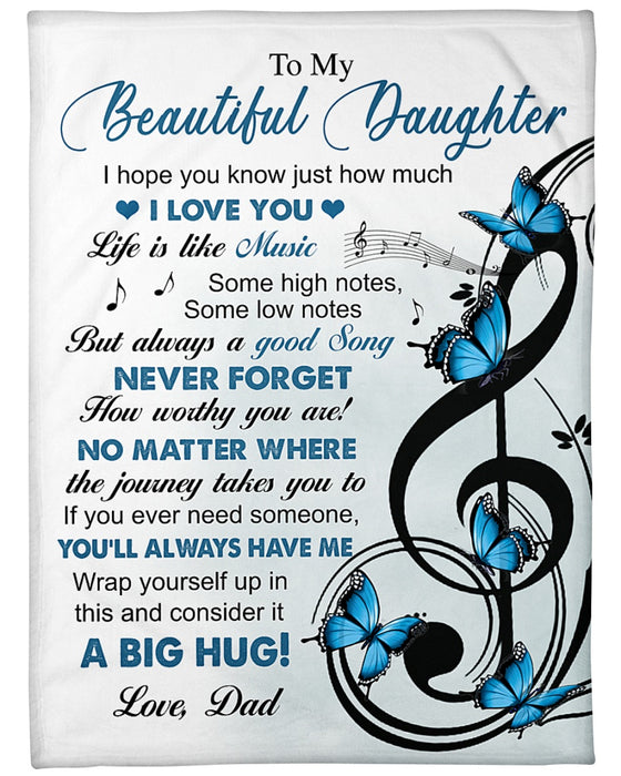 Personalized To My Daughter Blanket From Mommy Butterflies Life Is Like Music Custom Name Gifts For Christmas