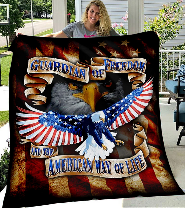 Fleece Blanket Veteran Day Guardian Of Freedom And The American Way Of Life Print Eagle