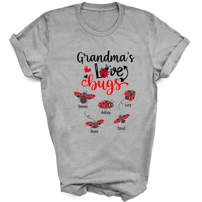 Personalized Shirt For Nana Love Bugs Custom Grandkids Name Gifts For Mother's Day