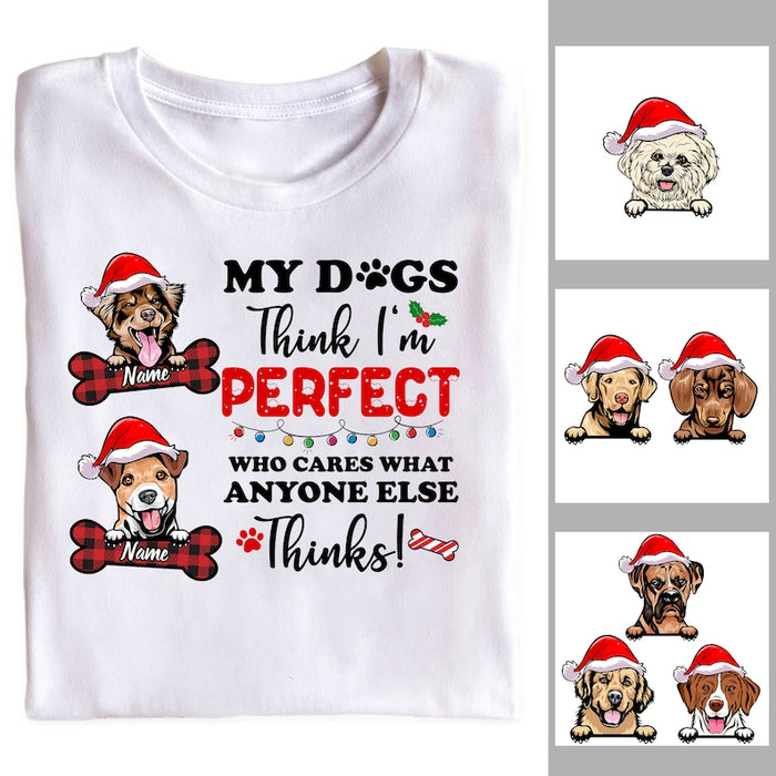 Personalized Christmas T-Shirt For Dog Lovers My Dogs Think I'M Perfect Print Cute Dog With Bond Custom Dog'S Name
