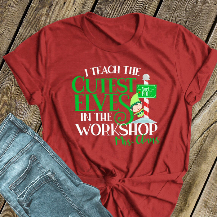 Personalized Christmas Teacher Shirt Cutest Elves In The Workshop Tshirt  christmas Holiday Shirt Ideas For Teachers