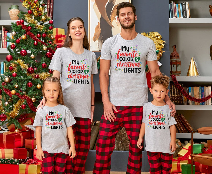 Classic Matching Shirt For Family My Favorite Color Is Christmas Lights Matching T-Shirt
