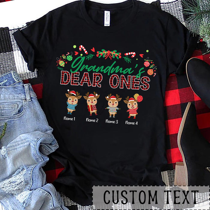 Personalized T-Shirt & Sweatshirt Grandma's Dear Ones Cute Deer Printed Custom Grandkids Name