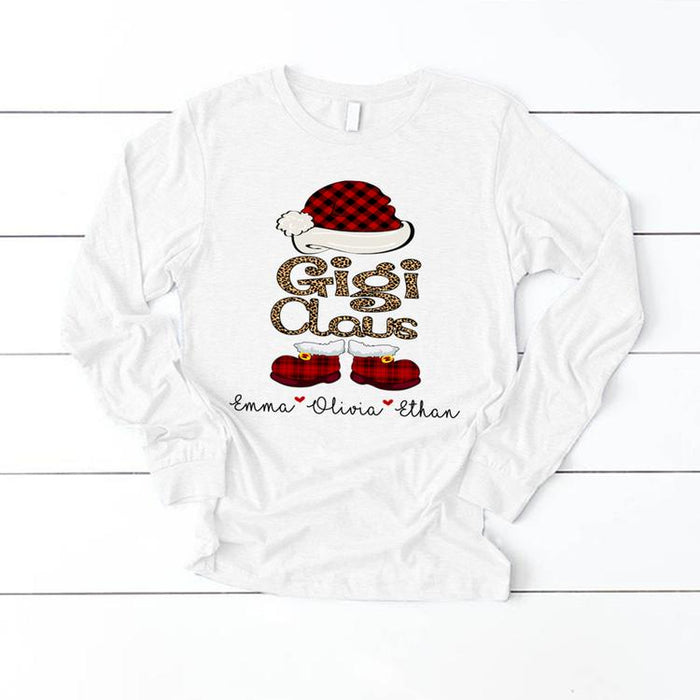 Personalized Sweatshirt & Hoodie For Grandma Gigi Claus Funny Santa Claus Shirt Custom Grandkids Name