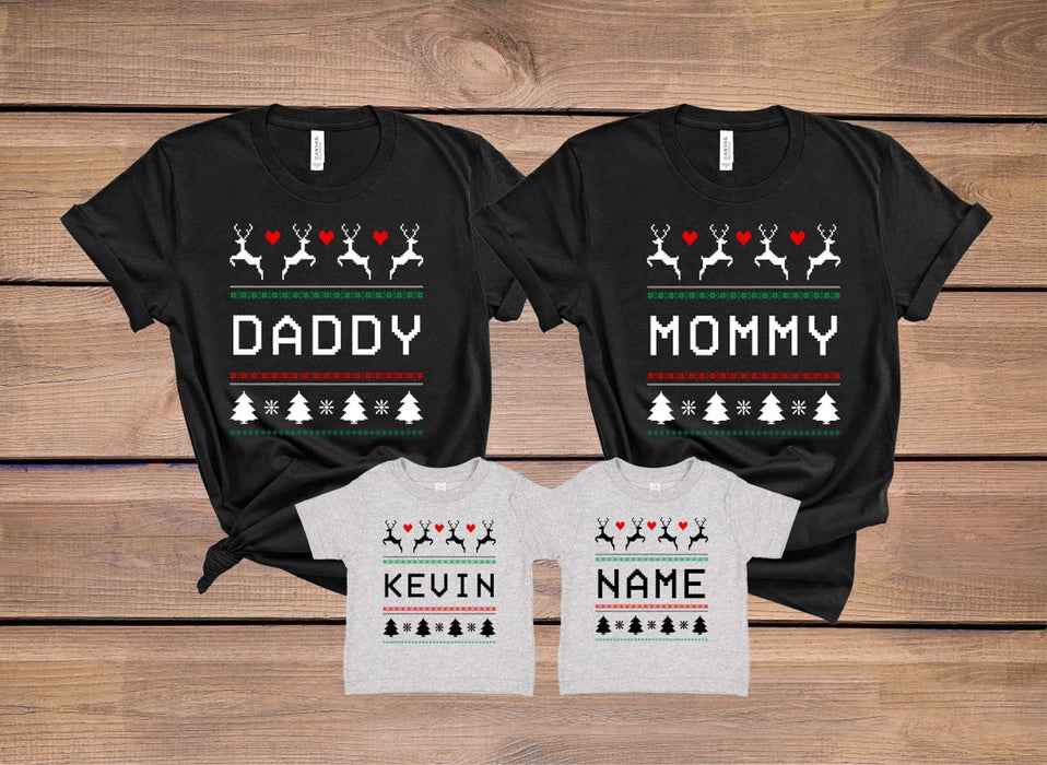 Personalized Christmas Reindeer Shirt Matching Family Members Custom Names Xmas Tee Classic For Winter Holiday