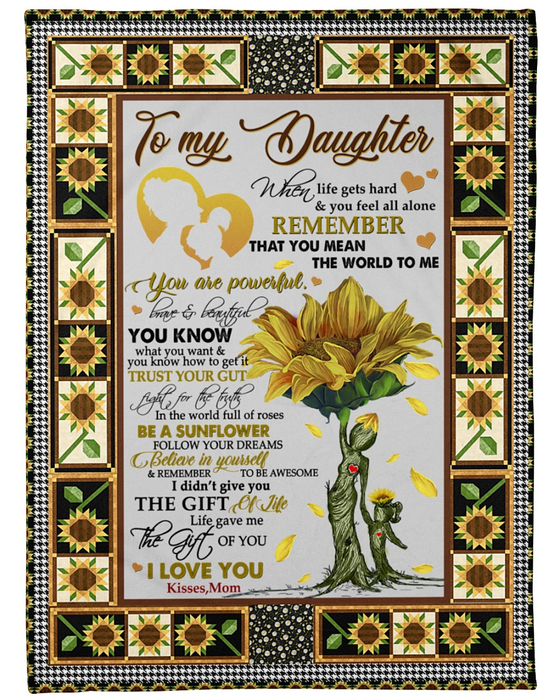 Personalized Blanket To My Daughter From Mom You Mean The World Mom & Baby Printed Sunflower Design Custom Name