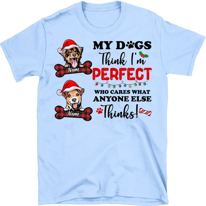 Personalized Christmas T-Shirt For Dog Lovers My Dogs Think I'M Perfect Print Cute Dog With Bond Custom Dog'S Name