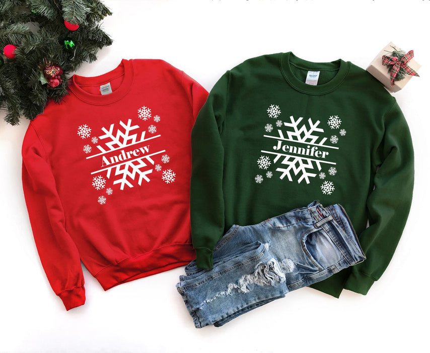Personalized Snowflake Sweatshirt For Men Women Ideas For Couple Lovers On Christmas Anniversary
