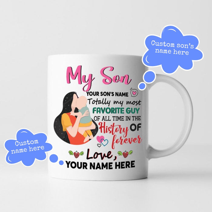 Personalized Coffee Mug For Son Gifts For Son from Mom Print Sweet Son And Mom Customized Mug Gifts For Birthday, Mothers Day 11Oz 15Oz Ceramic Coffee Mug