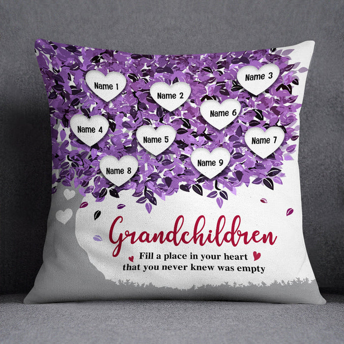Personalized Square Pillow For Grandma Hearts Fill A Place In Heart Custom Grandkids Name Sofa Cushion Christmas Gifts