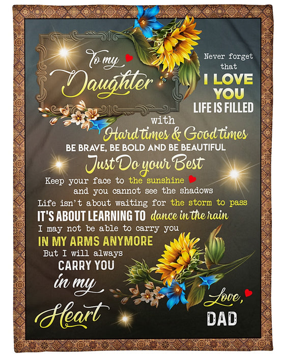 Personalized Blanket To My Daughter From Dad Just Do Your Best Vintage Style Sunflower Print Custom Name