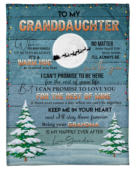 Personalized Blanket To My Granddaughter No Matter How Hard Life May Seem Xmas Tree Lights Santa Claus Printed