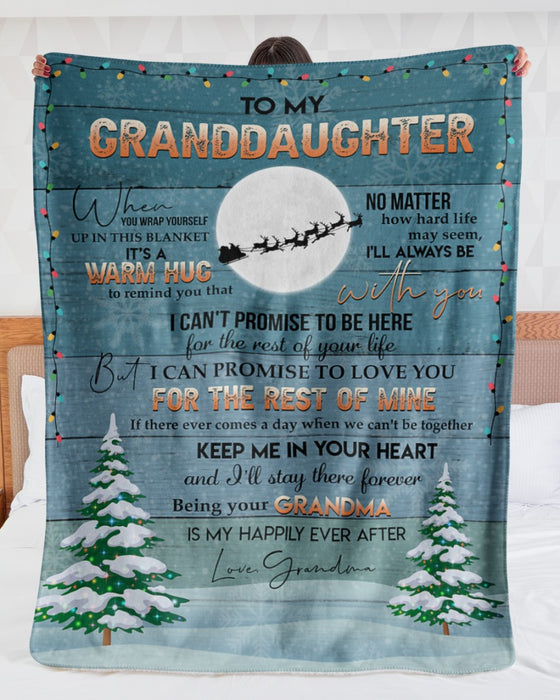 Personalized Blanket To My Granddaughter No Matter How Hard Life May Seem Xmas Tree Lights Santa Claus Printed