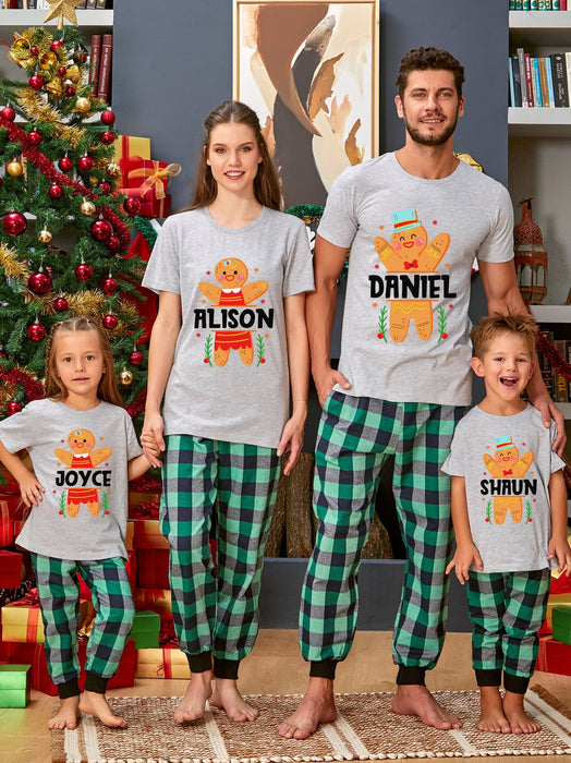 Personalized Matching Shirt For Family Christmas Gingerbread Shirt Monogram Design Custom Name Christmas Family Shirt