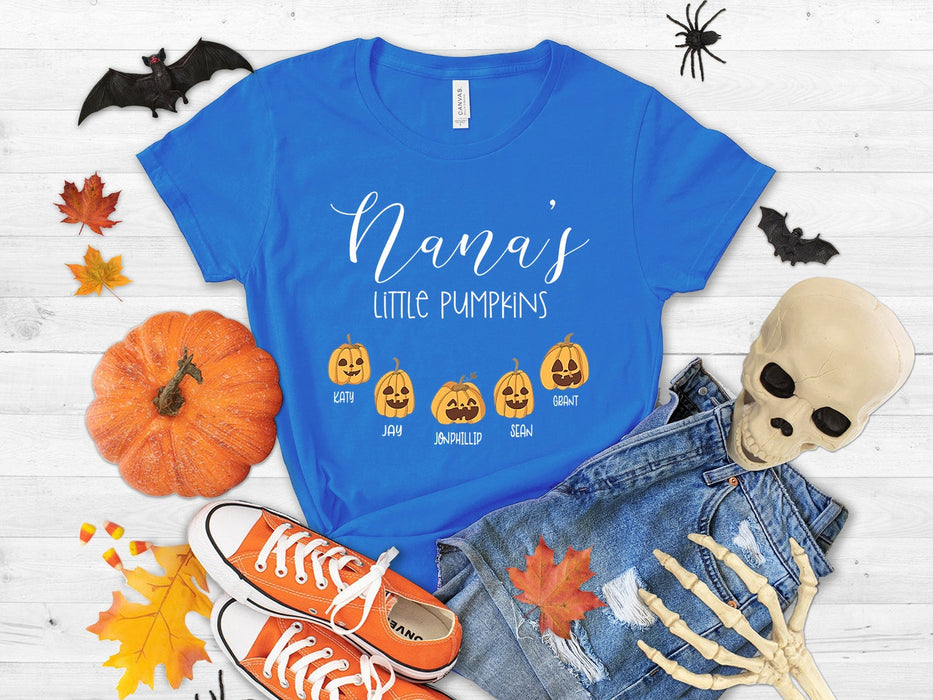 Personalized T-Shirt For Grandma Nana's Little Pumpkins With Funny Pumpkin Printed Custom Grandkids Name Halloween Shirt