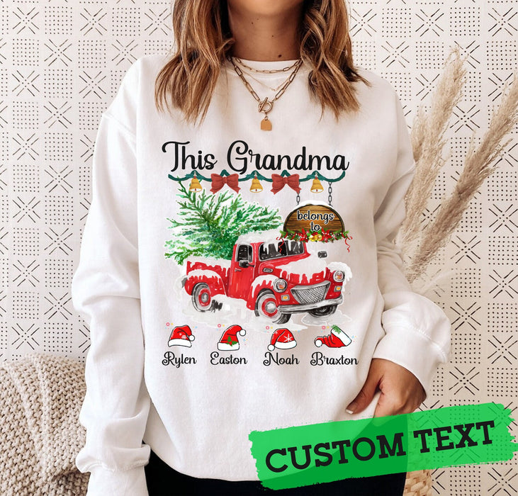 Personalized Retro Red Truck Sweatshirt This Grandma Belongs To Cute Custom Grandkids Name