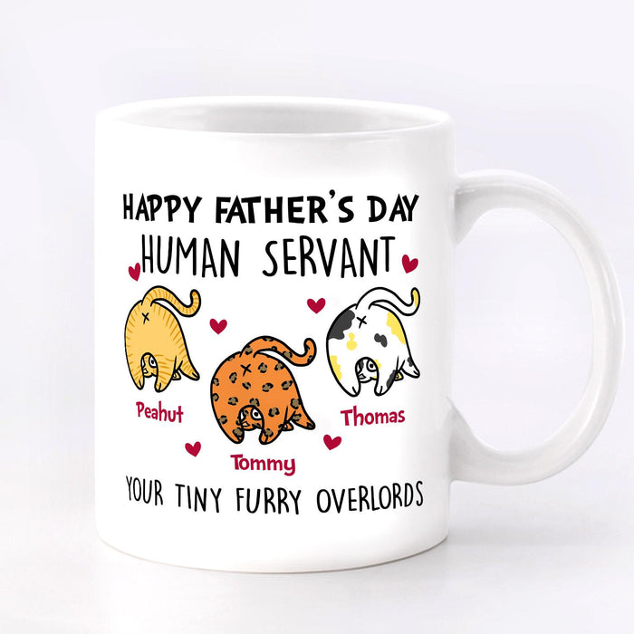 Personalized Ceramic Coffee Mug For Cat Dad Happy Father's Day Human Servant Funny Cat Custom Cat's Name 11 15oz Cup