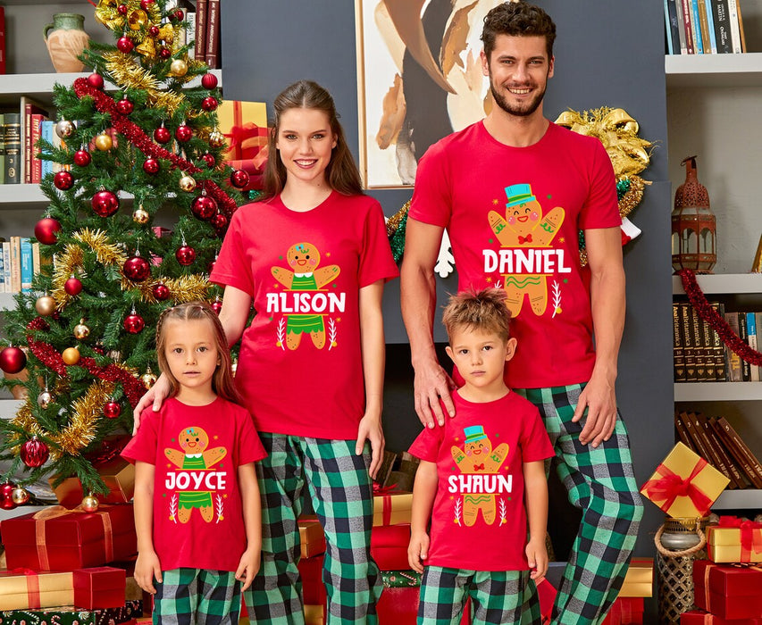 Personalized Matching Shirt For Family Christmas Gingerbread Shirt Monogram Design Custom Name Christmas Family Shirt