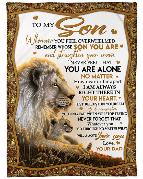 Personalized To My Son Blanket From Mom Dad Custom Name Lion Always Right There In Your Heart Gifts For Birthday