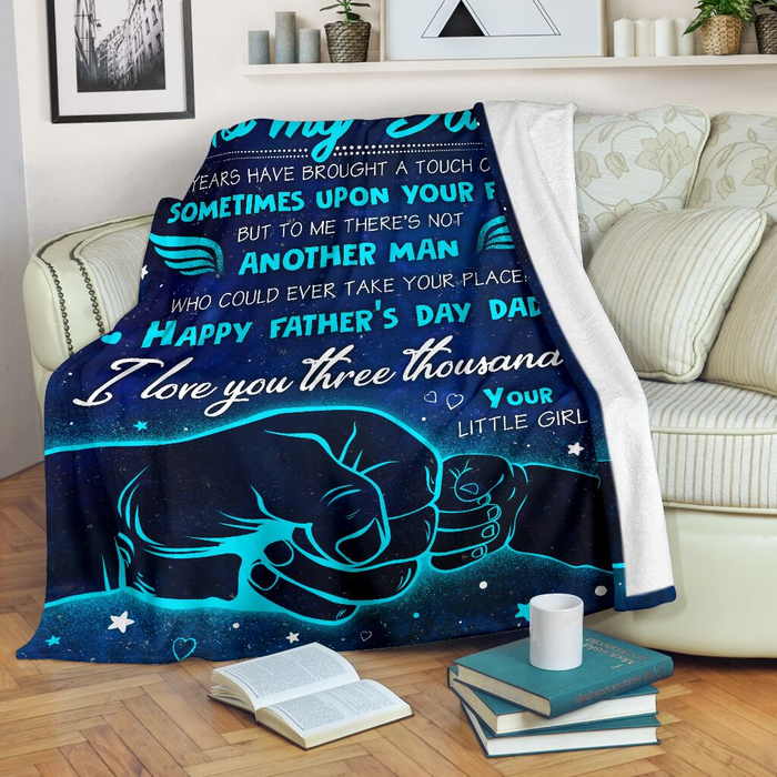 Personalized Blanket To My Dad From Daughter Fist Bump Printed Galaxy Background Father's Day Blanket Custom Name