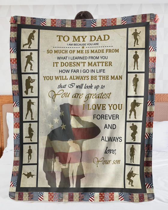 Personalized To My Dad Blanket From Son Soldier American Flag You Are Greatest Custom Name Gifts For Christmas