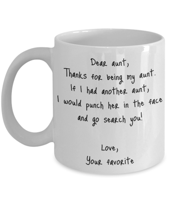 Personalized Coffee Mug For Aunty From Niece Nephew Punch Her In The Face And Search You Custom Name Gifts For Christmas