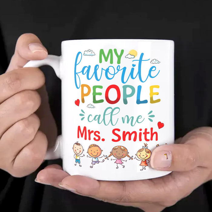 Personalized Ceramic Coffee Mug For Teacher My Favorite People Kids Printed Custom Name 11 15oz Back To School Cup