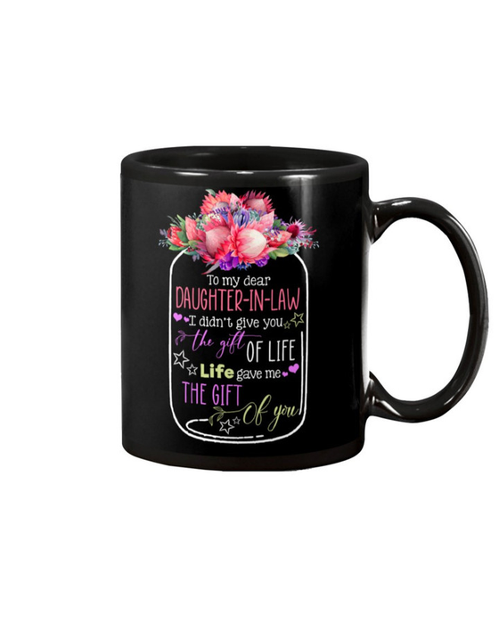 Personalized Coffee Mug For Daughter In Law Protea Flowers Give You Gifts Of Life Custom Name Black Cup Birthday Gifts